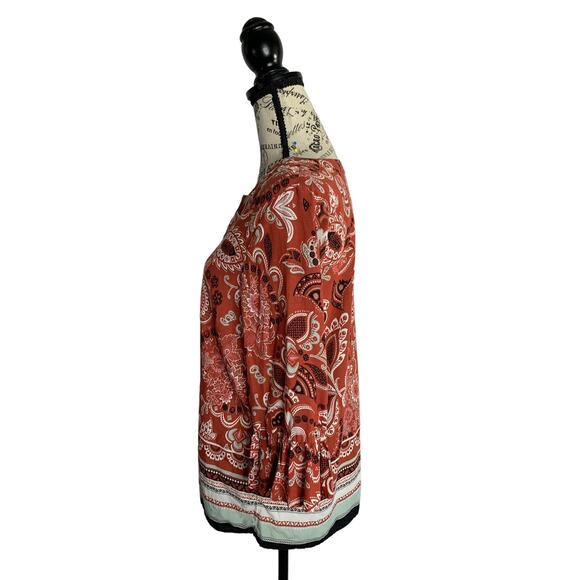 Ann Taylor Factory Boho Blouse Cotton Blend Bell Sleeves women’s size medium - Picture 8 of 11